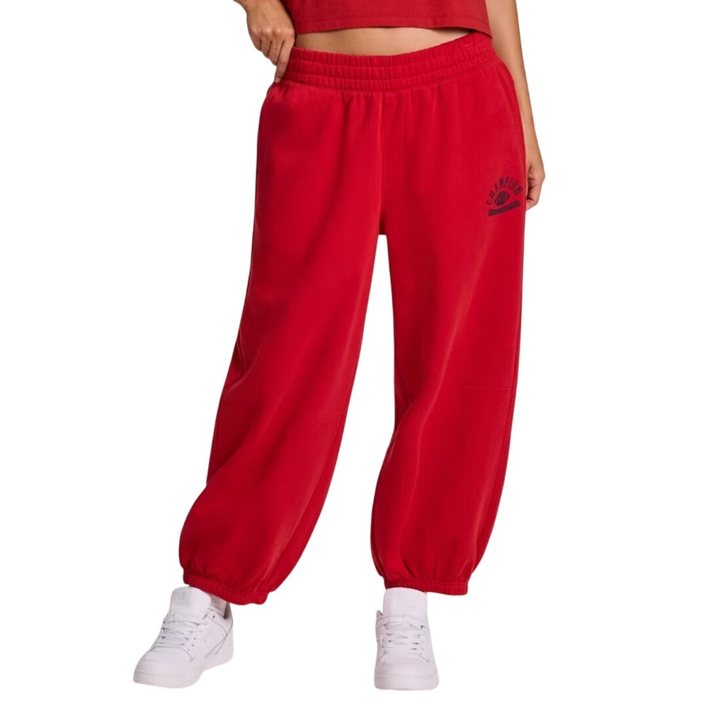 Champion Women's Red‎ Loose Fit Graphic Fleece Cropped Jogger Sweatpants Size L